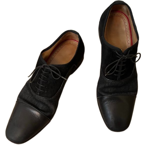 Men's Christian Louboutin Black Leather And Suede Greggo Oxfords. Size 40/7 - Picture 8 of 15